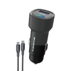 Xssive 48W QC3.0 Fast Car Charger with C-C Cable XSS-CC40C - Zwart