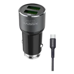 Xssive C30C Duo Car Adapter+Type-C Cable 3.6A - Zwart