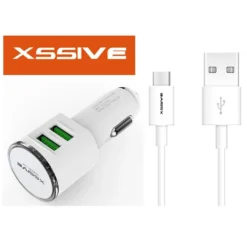 Xssive Duo Car Charger+Cable for Type-C DL-C29 - Wit