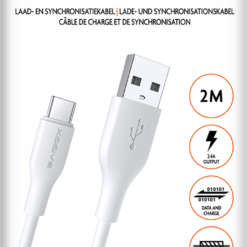 Xssive TPE Serie USB to Type-C Cable 2m XSS-TPE2M USB-C - Wit