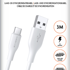 Xssive TPE Serie USB to Type-C Cable 3m XSS-TPE3M USB-C - Wit